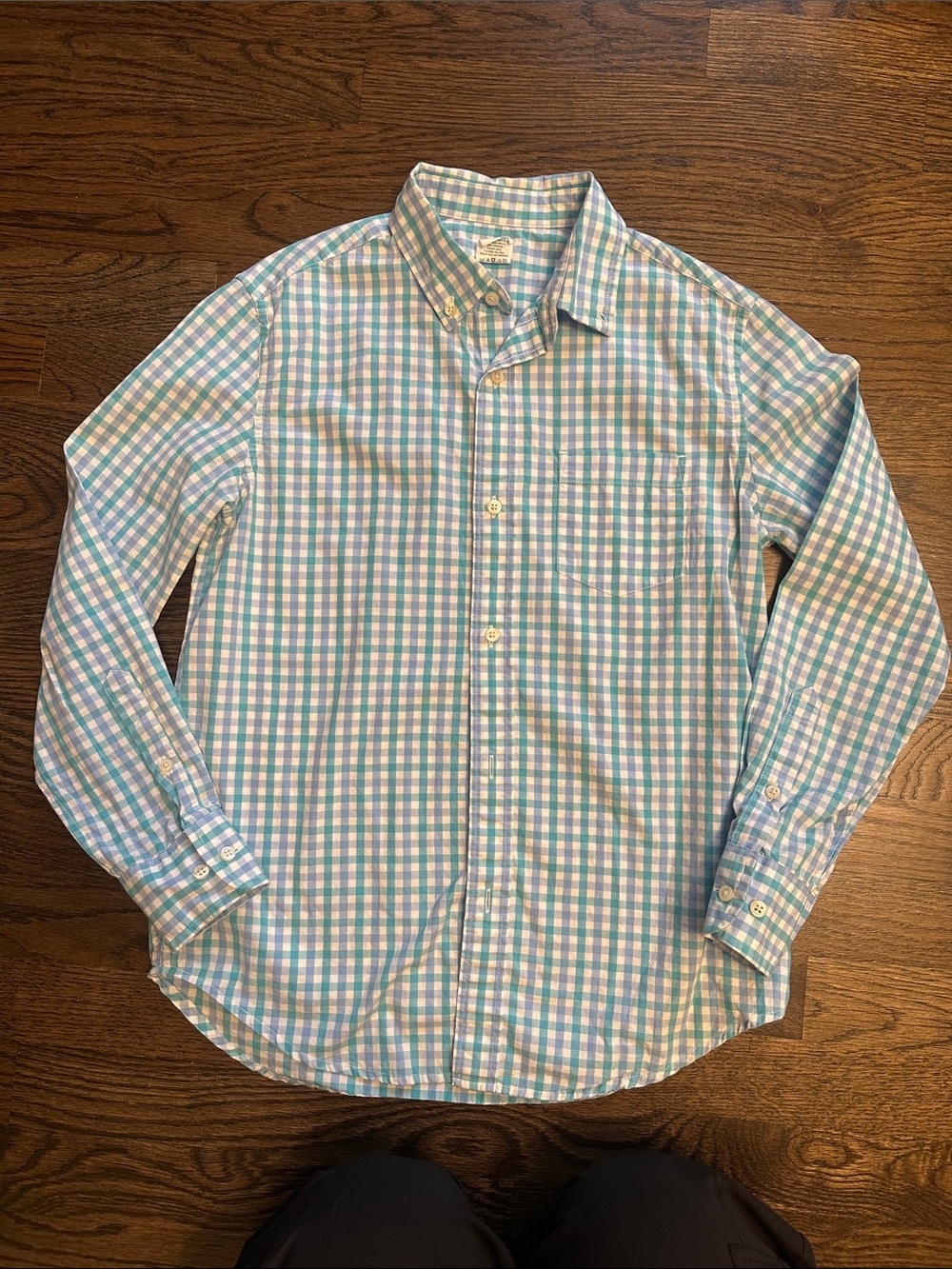 Crewcuts Boys' Blue and Green Gingham Button-Down Shirt